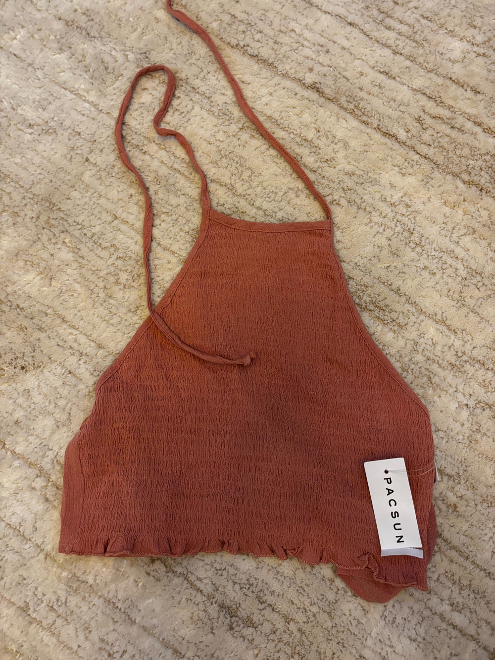 Pacsun Me To We Rose Smocked Halter Crop Top X-Small NWT